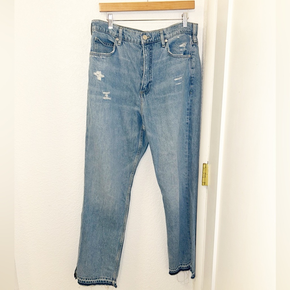 FRAME Denim The Le Nouveau Straight leg Front Slit Raw Hem Distressed Jean SZ:31